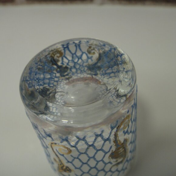 CULVER Unsigned  Gold Leaf Blue Net Seahorse  Shot Glass Seafare Collection - Picture 5 of 10